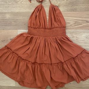 Burnt orange halter dress from Boohoo